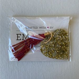 Em John Jewelry Red Tassel with Gold Confetti Heart Keychain NWT